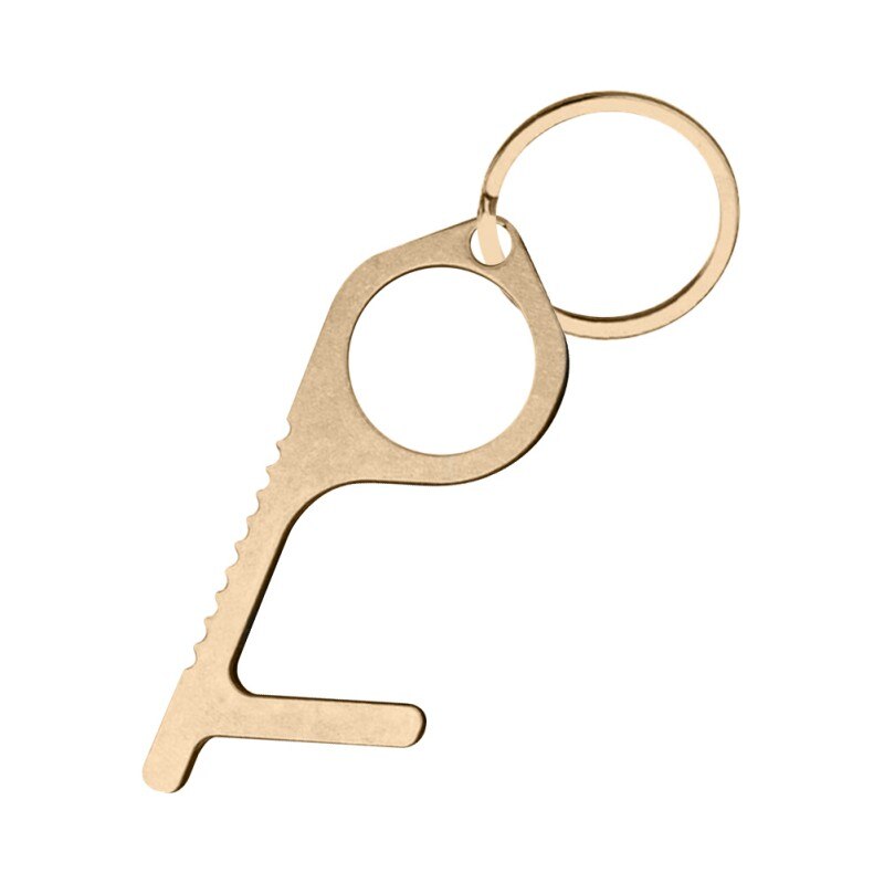 Convenient Portable Alloy Press Elevator Tool Hygiene Hand Brass EDC Door Opener No-Touch Open Door Tool Handle Key Ring 3: J1