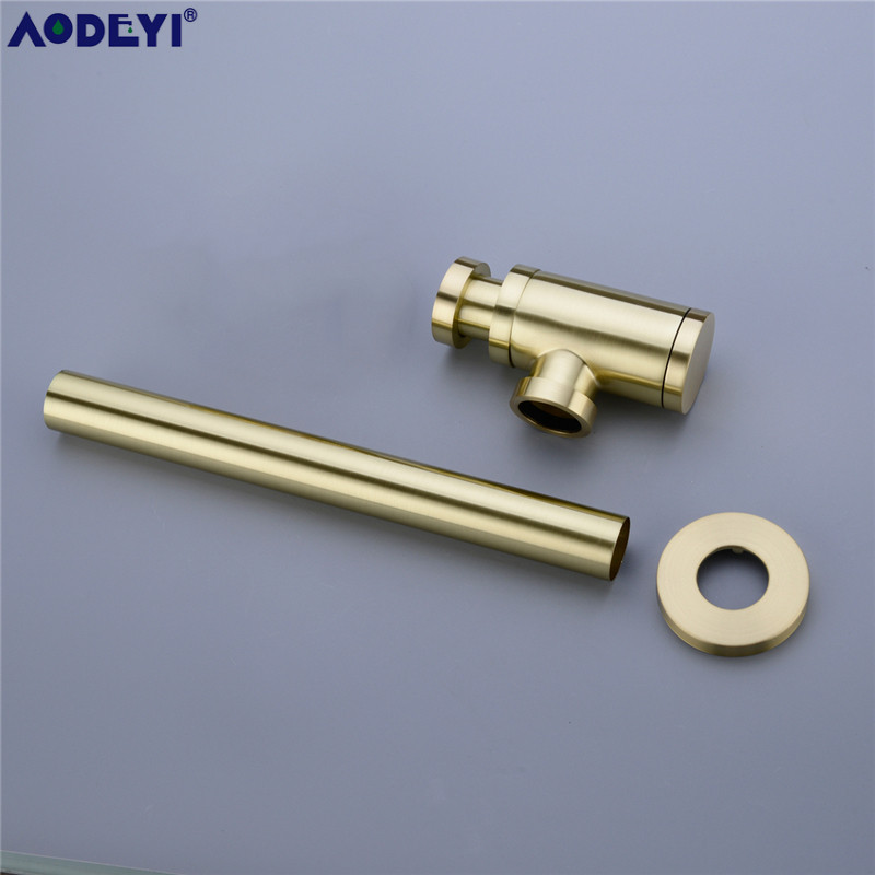 AODEYI Brass Basin Waste Drain Stopper Bathroom 1 1/4 Slotted Unslotted Pop-Up-Drain P-Trap with without Overflow: Brushed gold