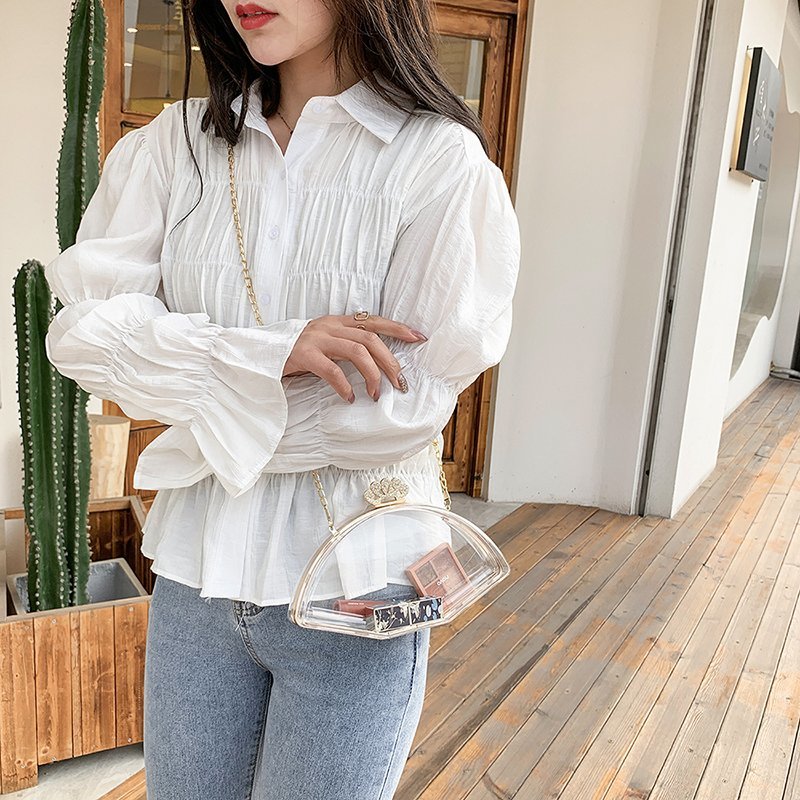 Bolso pequeño transparente de Pvc para mujer, bolsa de noche a la , de de lujo para de verano, con cadena, Color caramelo,