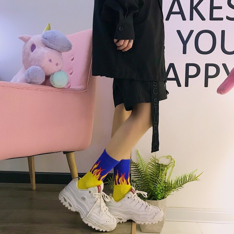 Calcetines con de llamas quemadas para chico, medias con de , ideal para adolescentes, estudiantes, monopatín