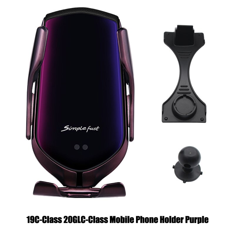 Bil mobiltelefon holder til mercedes benz c glc klasse  w205 c180 c200 c220 glc 250 c300 oplader beslag tilbehør: 19c glc lilla