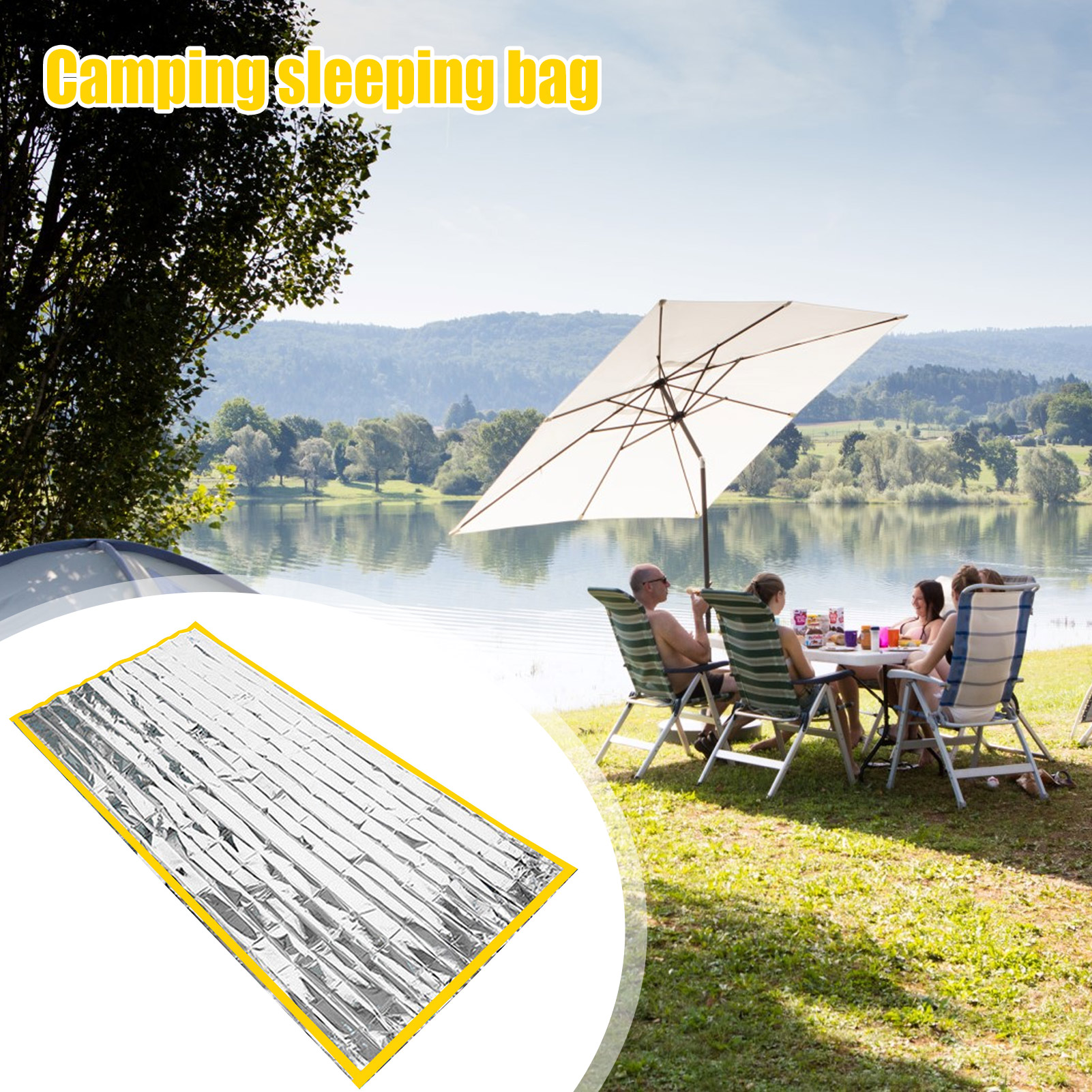 Emergency Sleeping Bag Mylar Emergency Blanket Waterproof Lightweight Mylar Portable Nylon Sack For Camping Hiking Outdoor