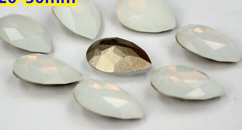 Hvid/pink/blå/grøn opal farve krystal fancy sten dråbeglas sten 10*14mm,13*18mm,18*25mm,20*30mm: Hvid opal / 18 x 25mm 72 stk