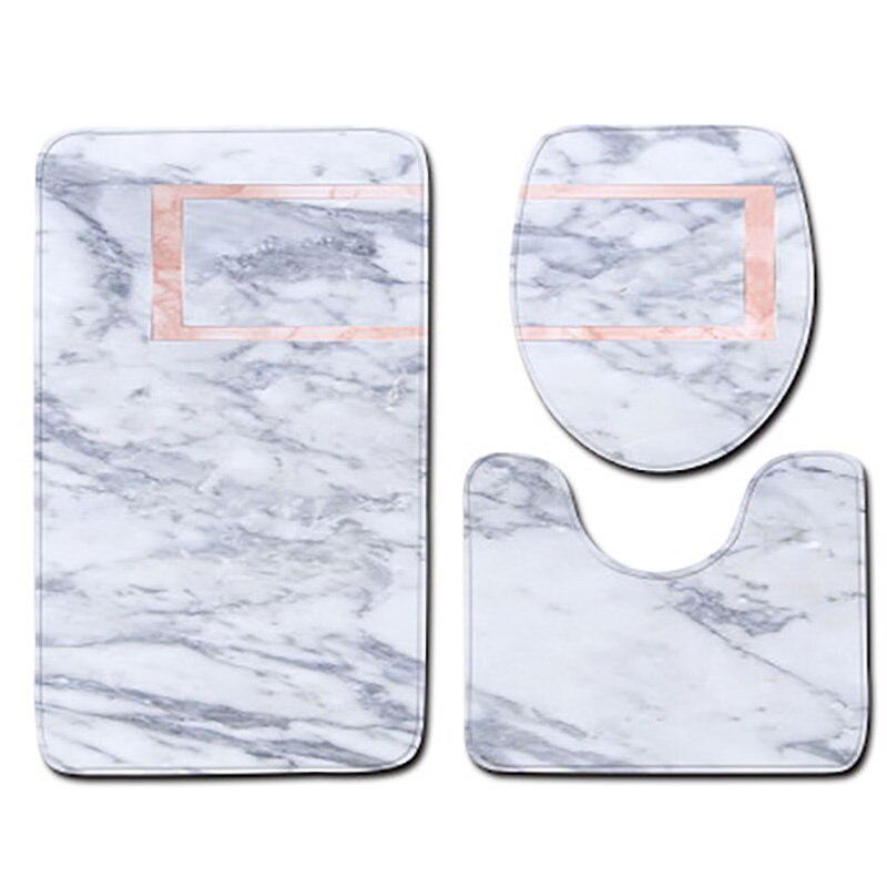 Colorful Bathroom Rugs 3pcs/Set Closestool Seat Mat Toilet Seat Mat Anti Slip Wc Mat Marble Effect Floor Mats Home Toilet Carpet: C006