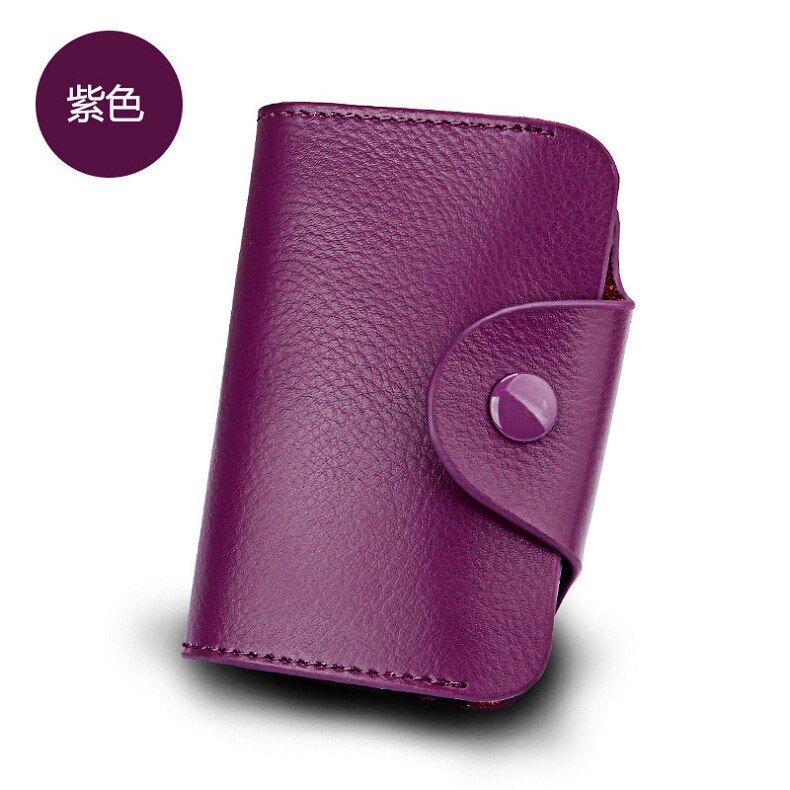 Portatarjetas de cuero genuino Unisex portatarjetas DE CRÉDITO Cartera de tarjeta de crédito de Banco tarjetero de mujer portatarjetas porte carte: purple