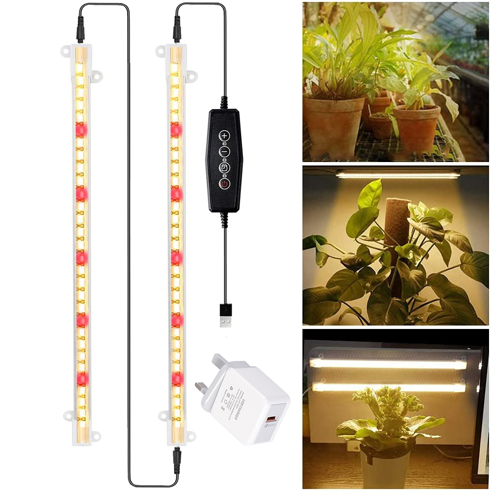 3500K Volledige Spectrum Zonlicht Led Grow Light Strips Auto On/Off Timing 4/8/12 Uur plant Groeien Lamp Indoor Zaailingen Phytolamp: USB 2 Strips with UK