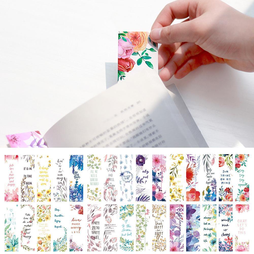 30pcs/set Beautiful Flowers Bookmarks Book Separation Fresh Page Bookmark Office Literary Supplies Small Bookmarks School D5Z3