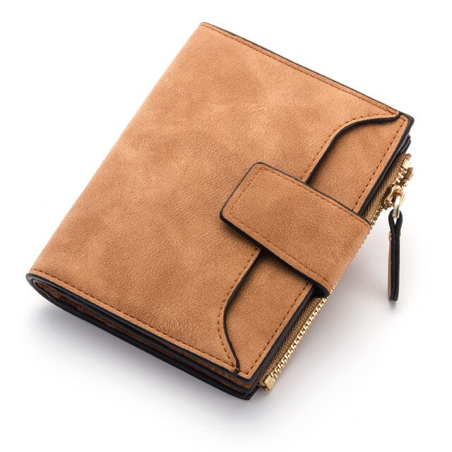 Women Wallet Hasp Small and Slim Coin Pocket Leather Purse Women Wallets Cards Holders Luxury Brand Wallets Purse: brown