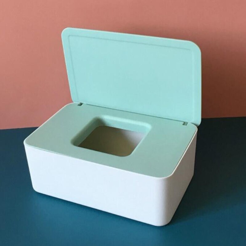 Natte Doekjes Dispenser Houder Met Stofdichte Cover Tissue Opbergdoos Voor Home Office Desktop Opslag Tissue Doos Masker Opbergdoos: White green