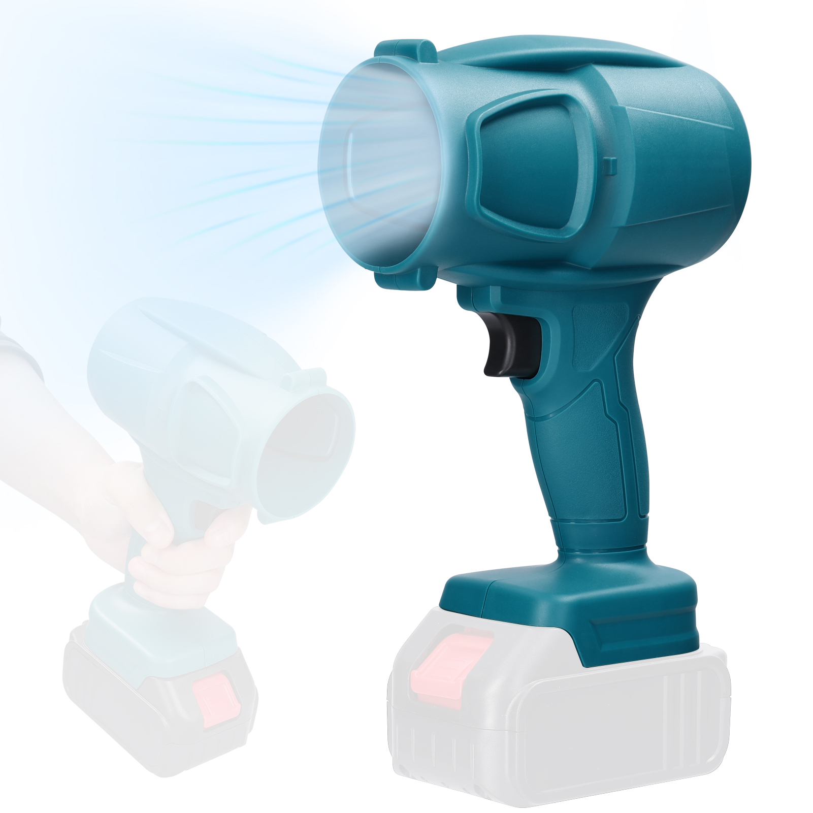 1000W Turbo Ventilator 500G Stuwkracht Gewelddadige Ventilator Traploos Snelheid Turbofan Bladblazer Handheld Mini Jet Ventilator Voor Makita Batterij: Zilver