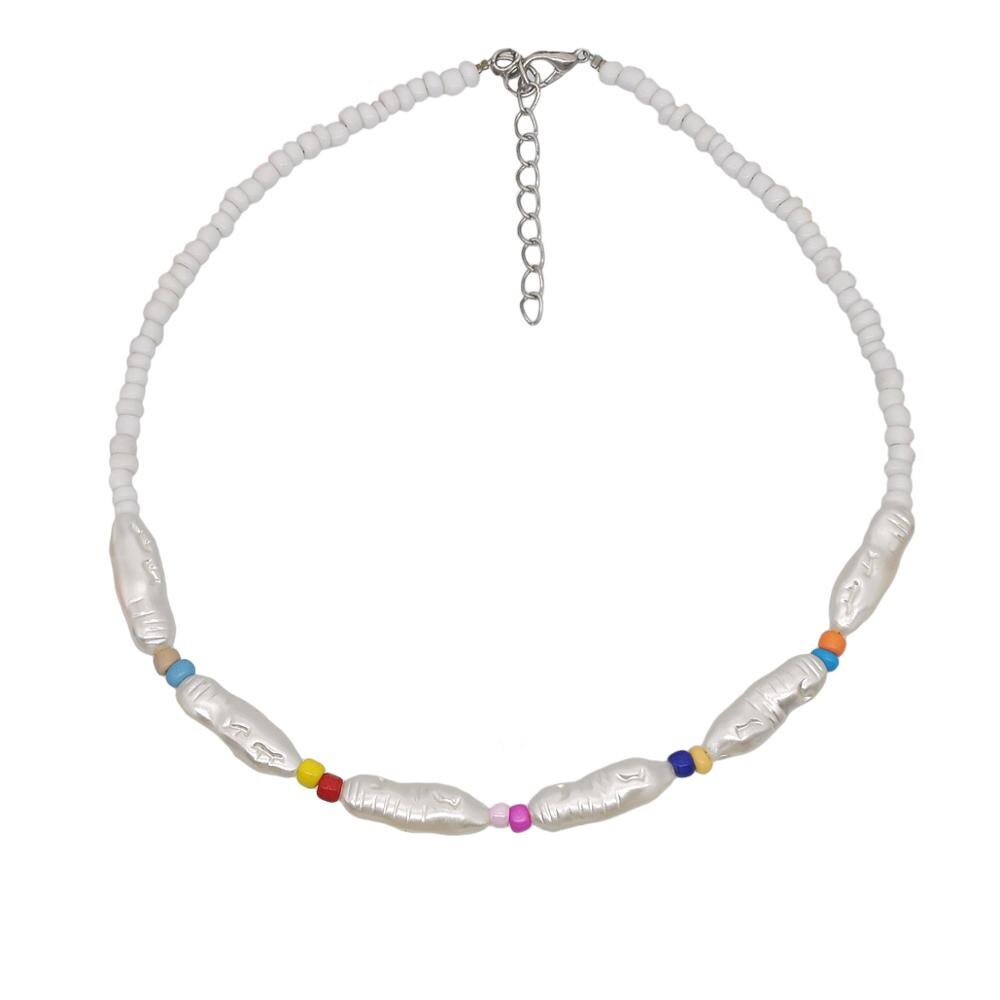 Yumfeel merk alfabet letter liefdesketting imitatieparel zaadkralen choker kettingen sieraden: N2363