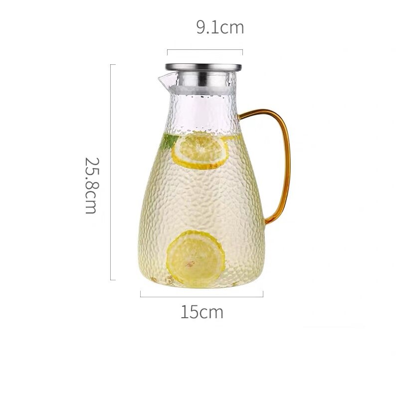 High Capacity Glass Water Jar Juice Lemonade Jug Flower Tea Pot /Cold Water Pitcher Heat-Proof Transparent Office Teapot: 2500ml