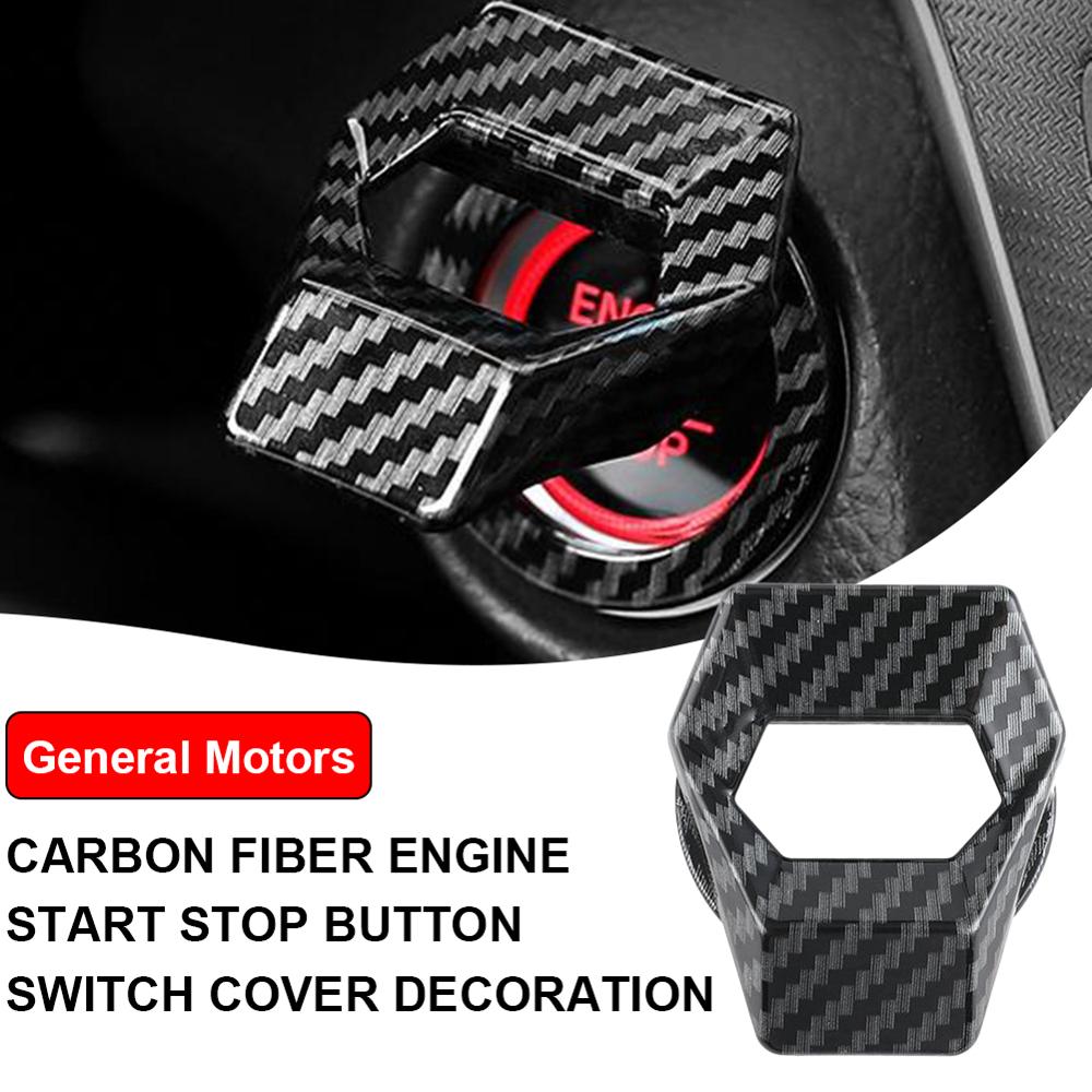 Universal Car Engine Start Stop Button Cover Ring Ignition Start Stop Button Carbon Fiber Accessory Push Button Switch Cover