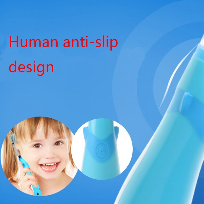 Kids Sonic Toothbrush Electric Brush Waterproof Musical Dolphin Shape LED 094E