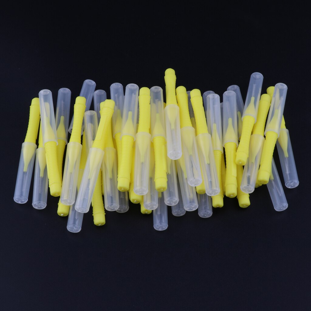 80pcs Soft Interdental Brushes Tooth Brush Plaque Removal Yellow+Purple