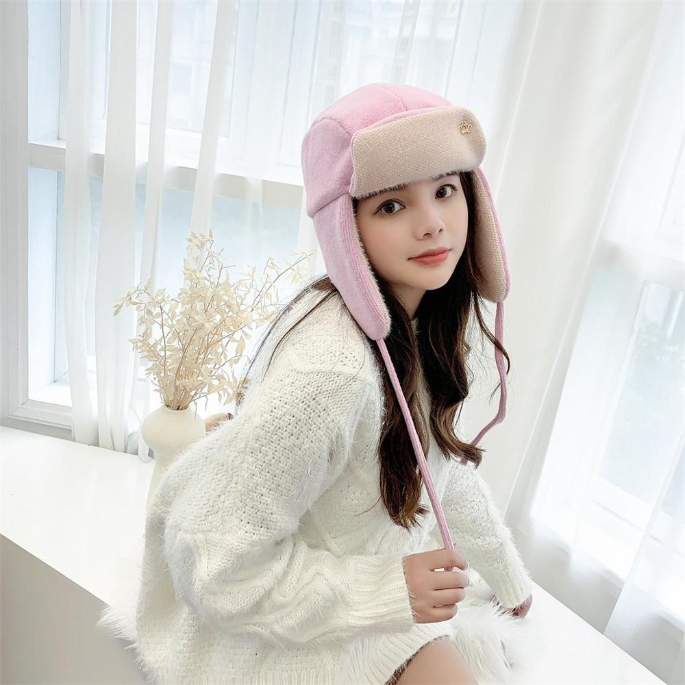 Sombrero de invierno salvaje para mujer, estilo , de invierno, cálido y gorro de Lei Feng de terciopelo,