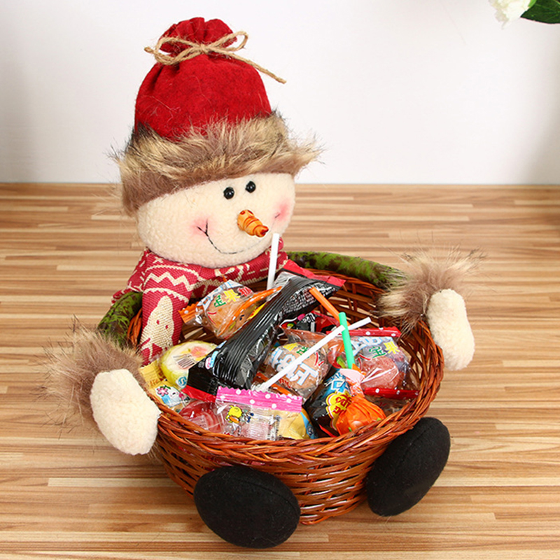 Cesta de mimbre de bambú con adornos navideños para Navidad, cesta bonita de Papá Noel para almacenamiento de dulces, de Navidad: 03