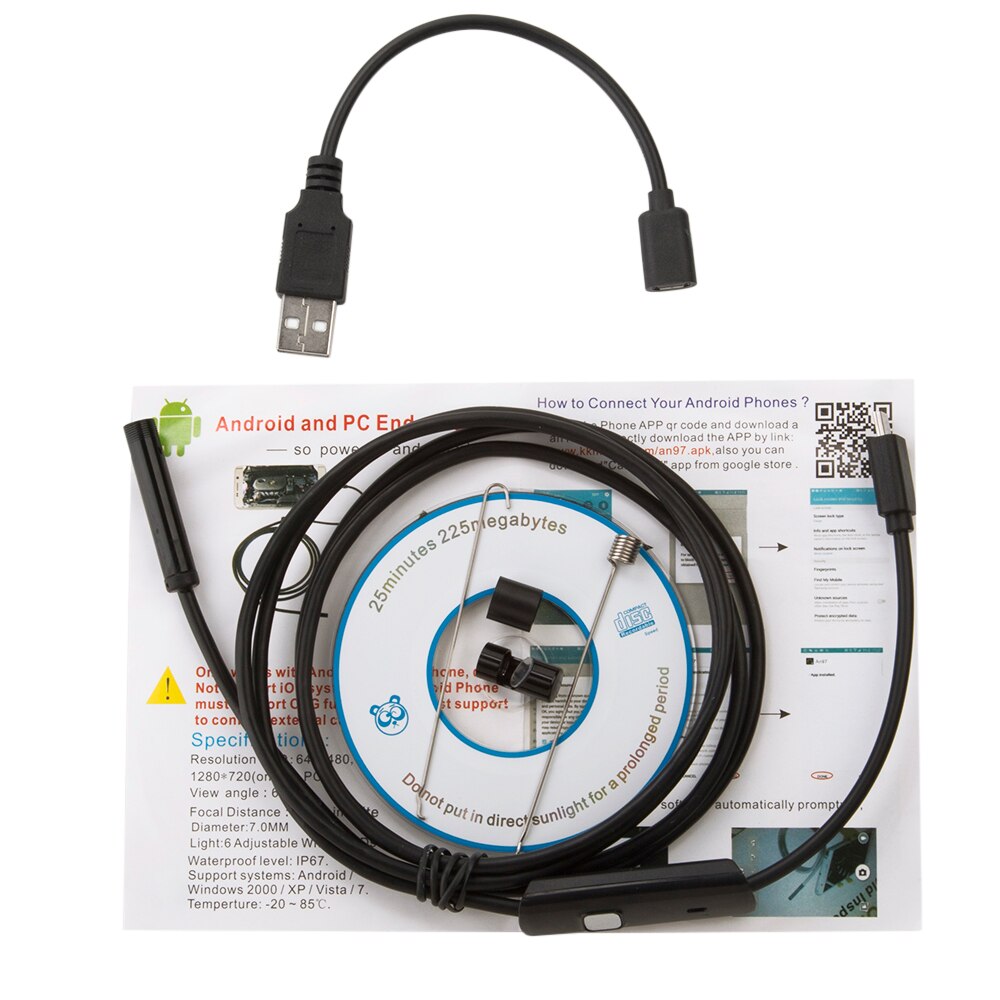 Cámara endoscópica Flexible IP67 de 7mm, boroscopio de inspección,  impermeable, Micro USB, para Android, PC, Notebook