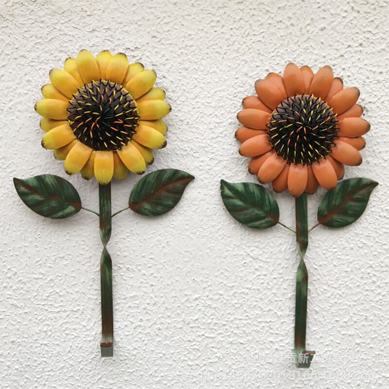 2 ganchos decorativos Vintage, gancho de girasol de Metal para llaves, colgadores de pared de cocina, decoración de pared, gancho de pared de Metal, accesorios, soporte para