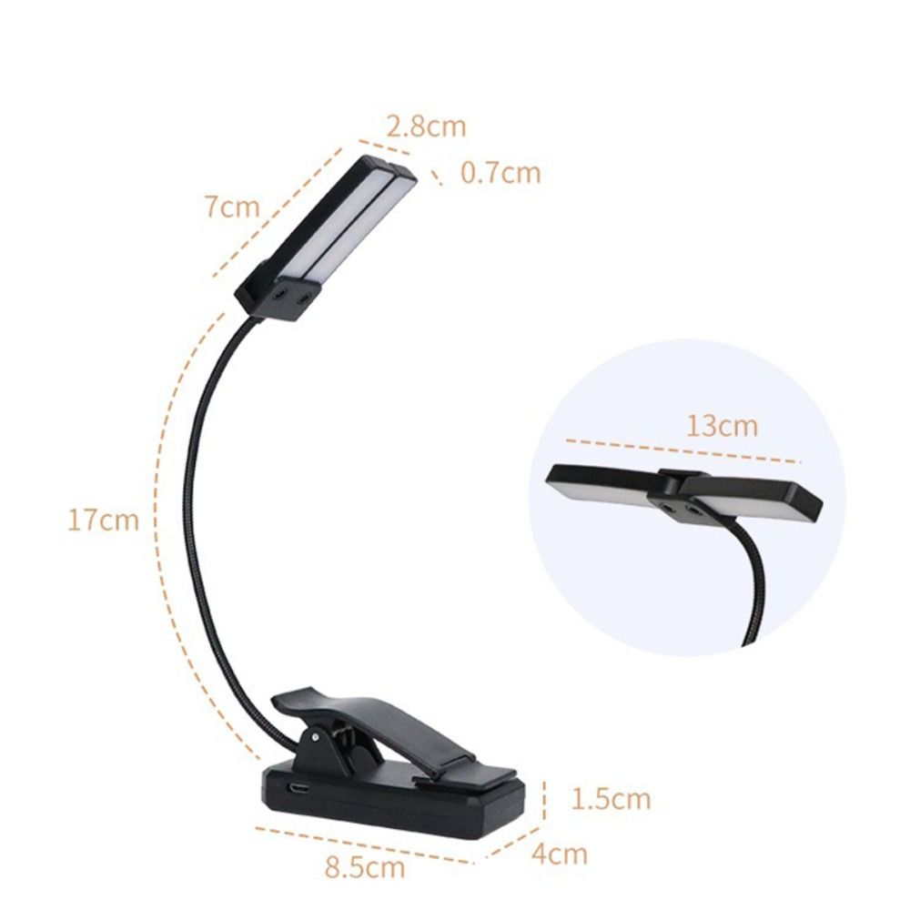 Luz LED negra de con 18 luces, atril recargable por USB, lámpara de lectura de escritorio portátil para dormitorio