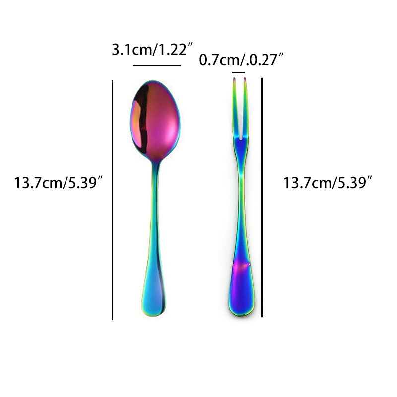 Juego de tenedor cuchara para postre, fruta, ensalada, 6 uds., cucharilla de café de acero inoxidable, tenedores para restaurante, , café, cubiertos