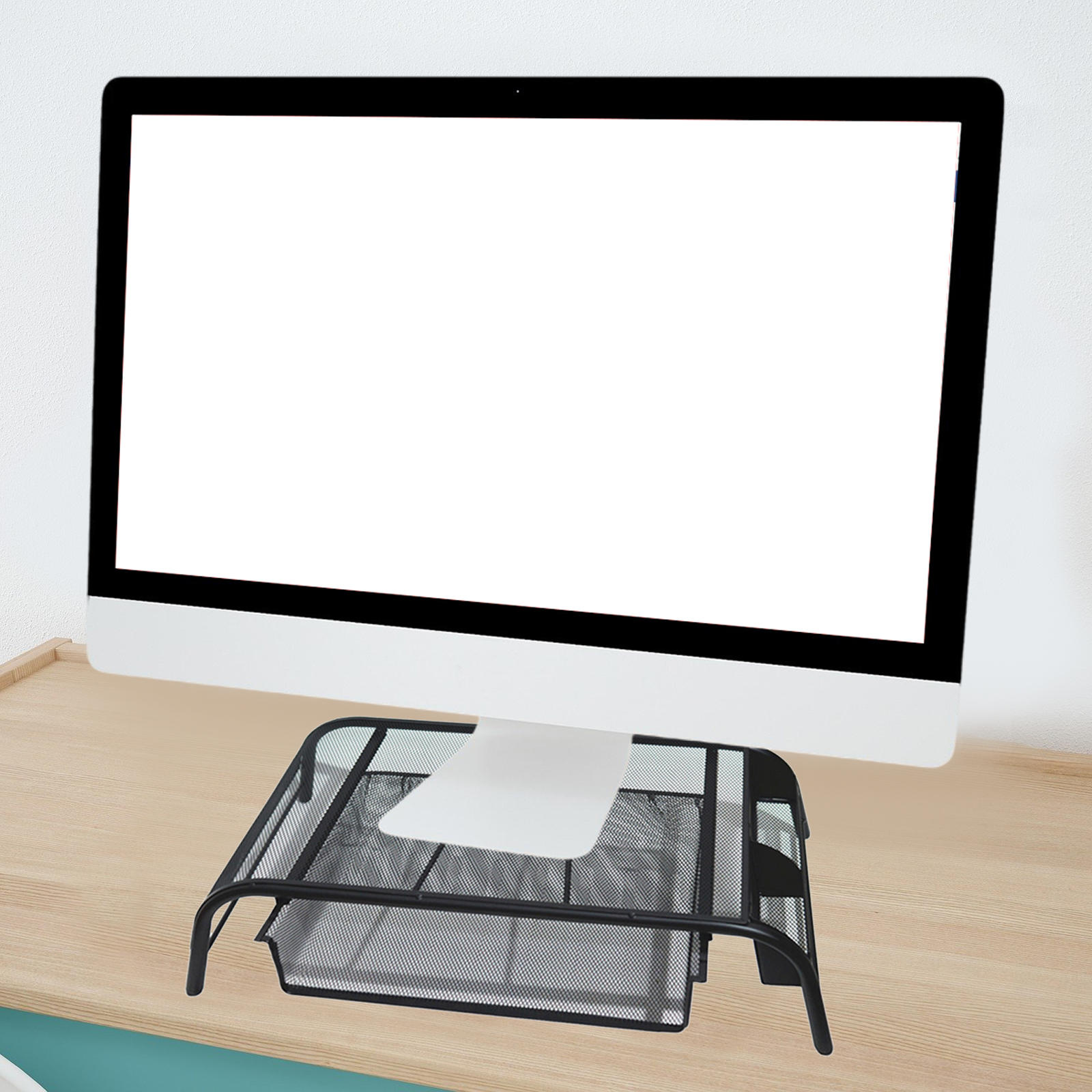 Monitor Stand Riser with Drawer Metal Mesh Lightweight Stylish Office Supplies Desk Organizer for Computer Laptop iMac Desk Home