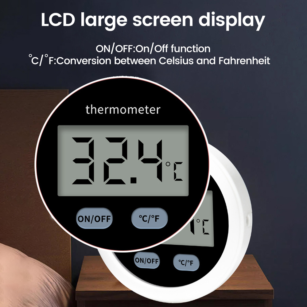 Termómetro Digital LCD, Mini termómetro redondo de temperatura, Sensor, Monitor para acuario, pecera, 50 ~ + 110 ℃