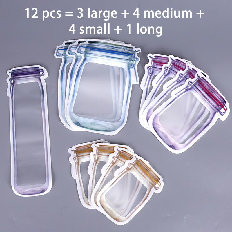 Reusable Composite Irregular Packing Bag Kitchen Zipper Sealed Vacuum Fresh-Keeping Bottle Bag Mason Self Sealing Bag