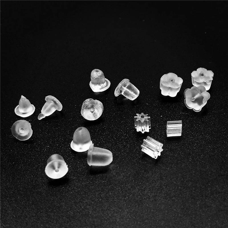 100pcs Silicone Earring Backs Rubber Ear Stoppers Eco-friendly Plastic Ear Backs for DIY Jewelry Making Ear Pin Plug Accessories