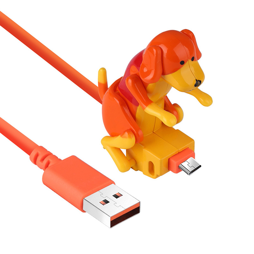 Humping Dog Fast Charger Micro Usb Creativity Small Puppy Data Cable Portable Funny Humping Dog Fast Charger Cable: ORANGE for Android