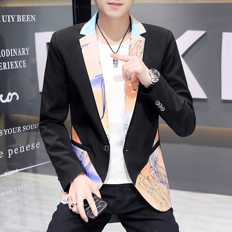 Spring Men Blazers Splicing Casual Slim Fit Suit Jacket Wedding Business Dress Coat Streetwear Social Men Clothing