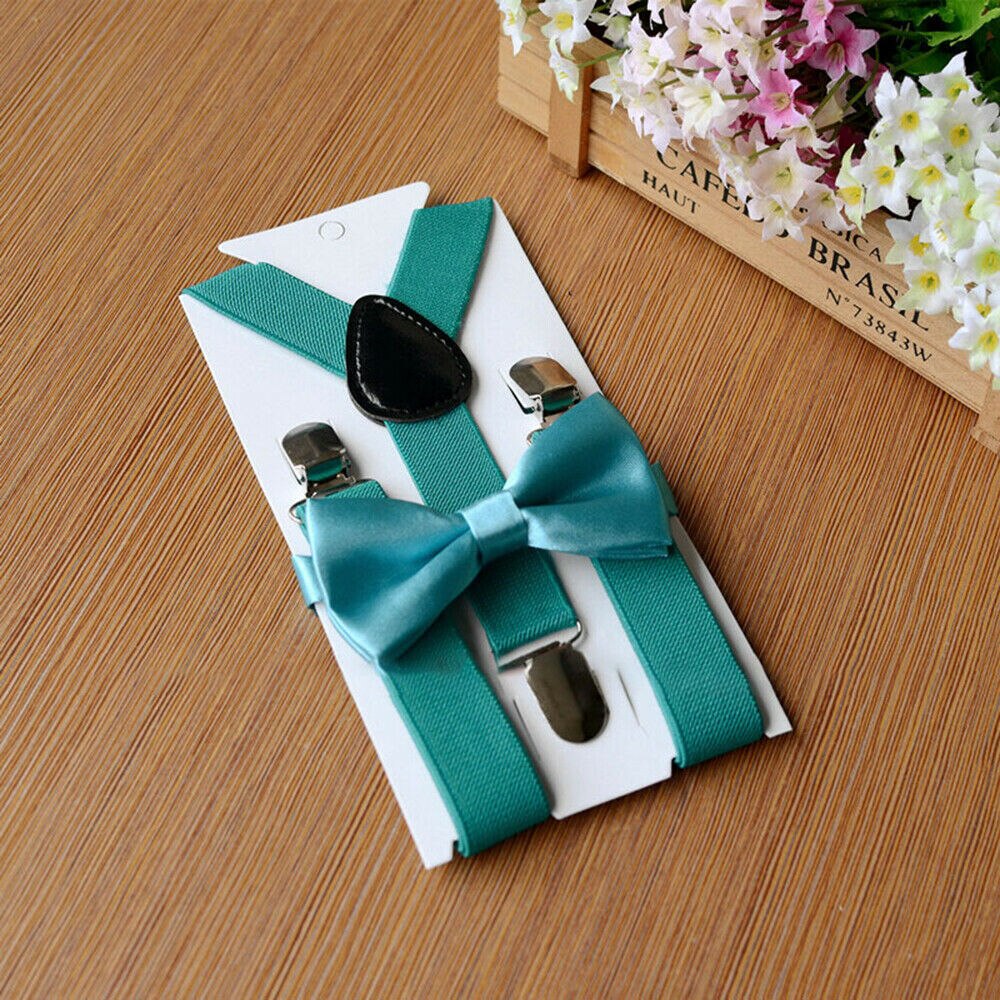 Y powrót muszka pas niemowlę chłopiec dzieci aksamit łuk krawat szelki szelki zestawy krawat garnitur dzieci zaczep na pasek: lekki zielony
