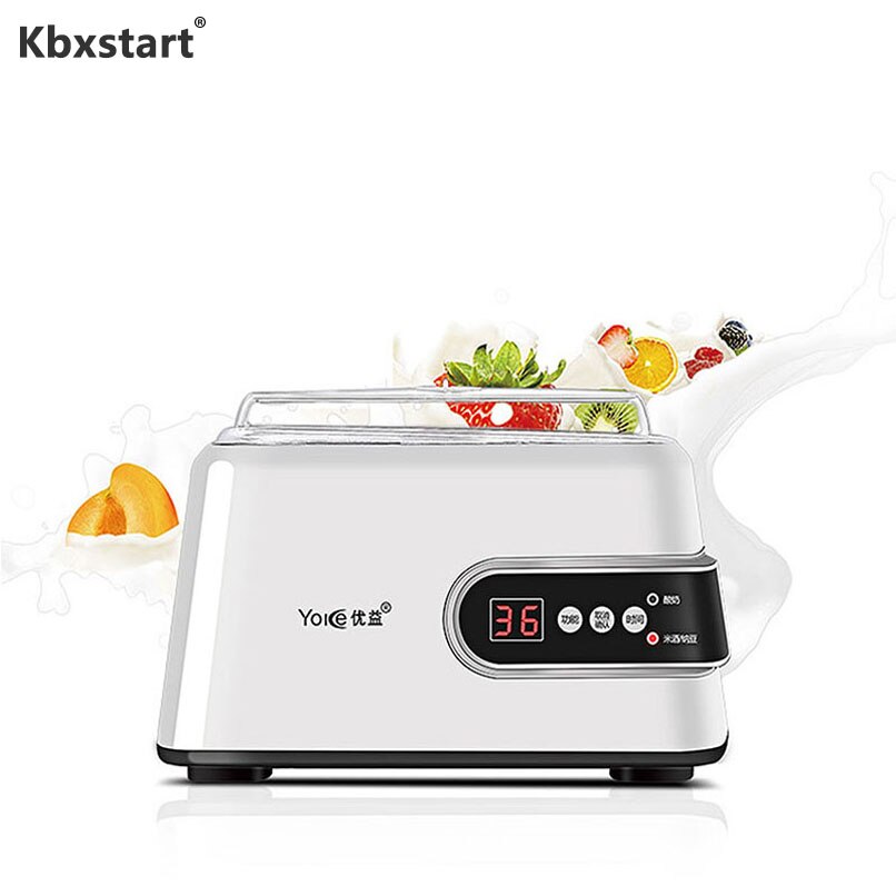 Kbxstart 220V Automatic Home Multi-function Yogurt Machine DIY Yogurt Tools Natto Rice Wine Fermentation Tank 1.3L