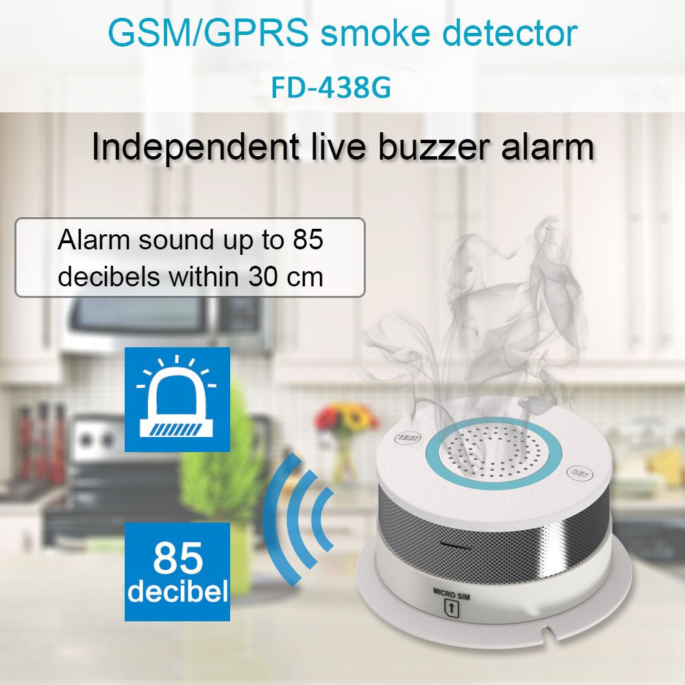 Smart Home Security Wireless Fire Smoke Detector Alarm GSM GPRS SMS Alarm System US Plug 100-240V