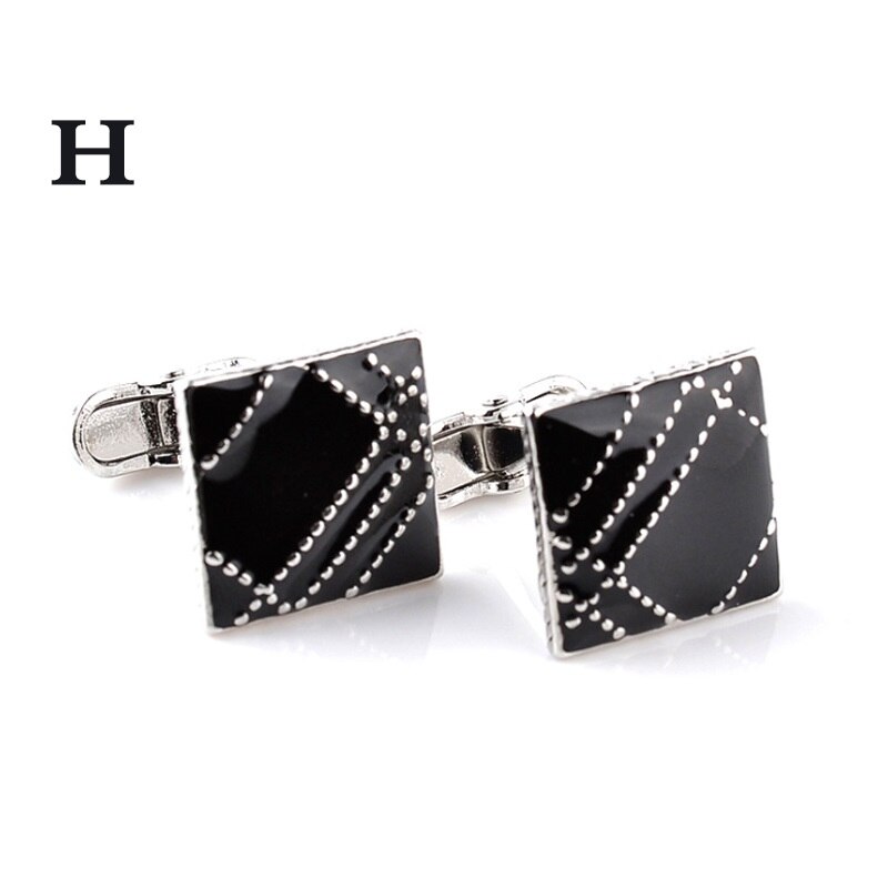 1 paar hoogwaardige Sieraden Unisex Wit Paars Emaille Crystal Manchetknopen Wedding Party Manchetknopen Franse shirt Manchet Knoppen: H