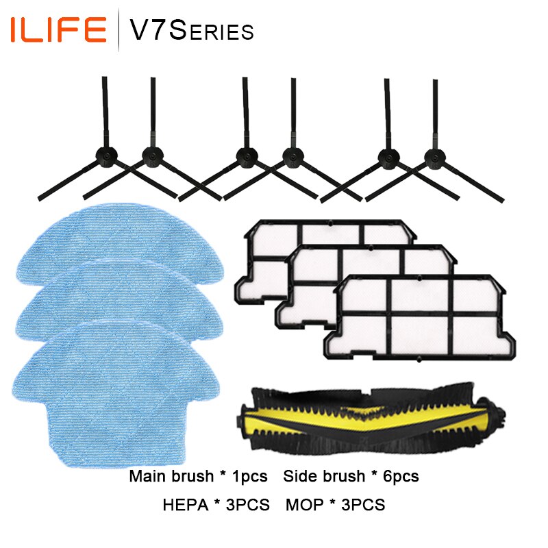 For Ilife V7S Robot Vacuum Cleaner Parts Roller Brush Side Brush Coth Mop HEPA Filter Ilife V7S Pro V7s V7s Plus V7 Accessories: 015