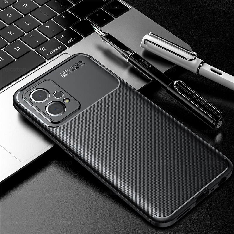 Matte Carbon Fiber Patroon Back Cover Op Realmi 9 Pro Plus Case Tpu Soft Frame Shockproof Coque Voor Realme 9 pro + 9i Realme9 Pro: for Realme9 Pro Plus / Black