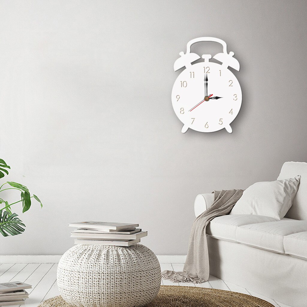 Brand Nordic Alarm Clock Style Wall Clock Silent Wooden Clock for Home Living Room White Wooden Clock W30523