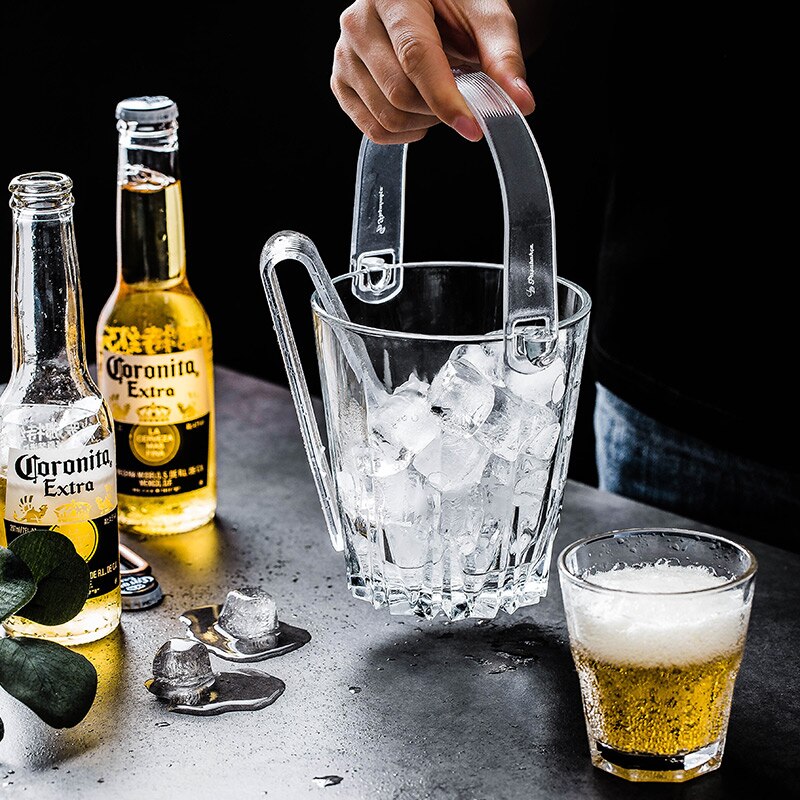 Barril de hielo de cristal Tong, enfriador de vino para Hotel, Bar, Club, pinzas para cubeta de hielo sin plomo, cristalería