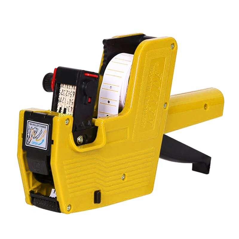 Máquina de marcado de etiquetas de 8 dígitos, marcador de etiquetas de una sola fila para supermercado, centro comercial, tienda minorista, de mano, MX-5500: Yellow