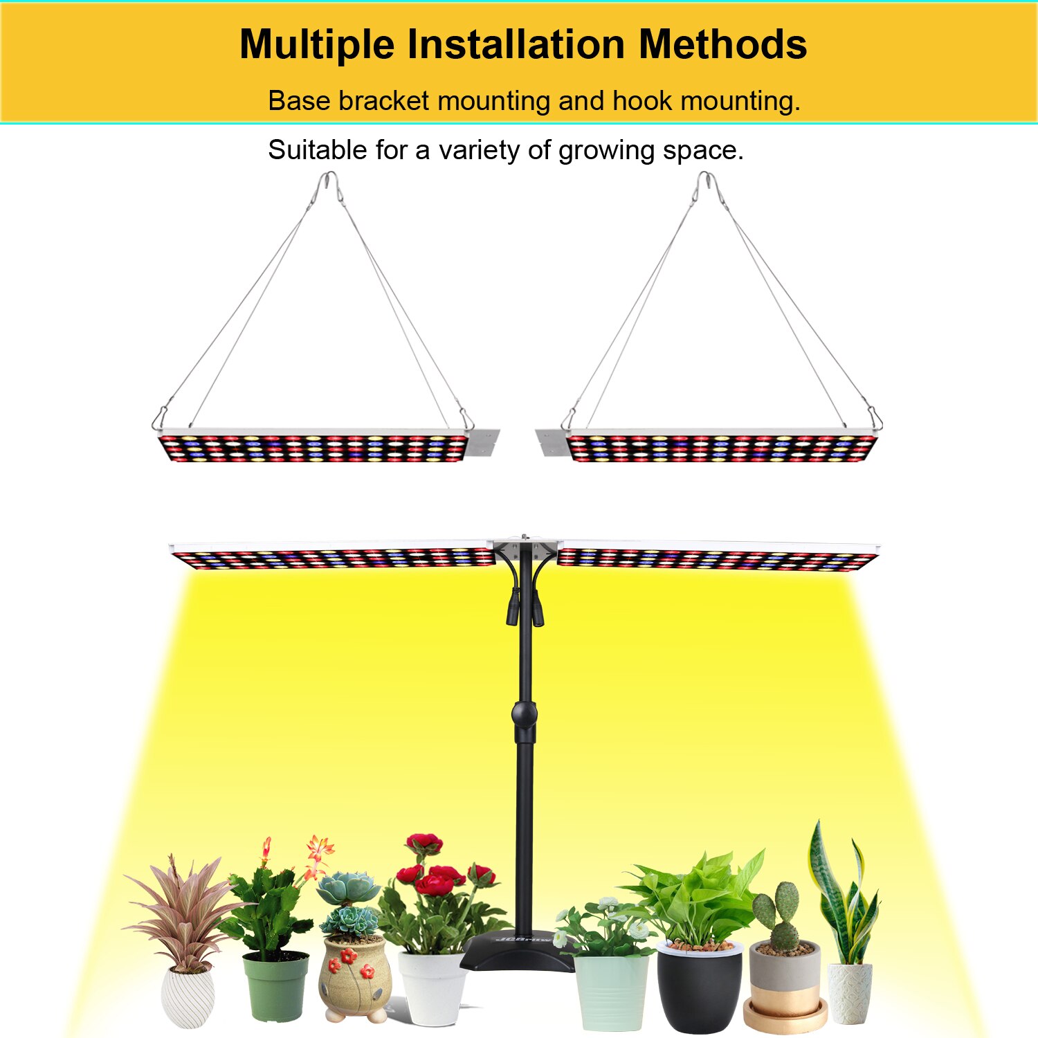 JCBritw LED Grow Light with Stand Full Spectrum White Red Blue Desk Table Growing Lamp Dimmable with Timer 100W
