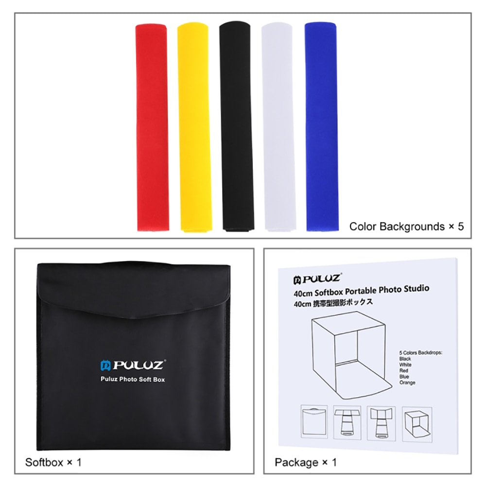 Lightbox 40cm*40cm photo soft box portable Studio shooting light box-free 5 color background cloth