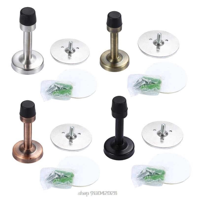 Stainless Steel Door Stopper with Sound Dampening Rubber Bumper Wall Mounted Sound Protector D15 20