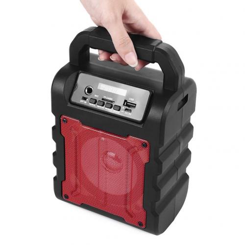 Portable Bluetooth Speaker TF AUX FM Radio Stereo Subwoofer with Microphone: Red