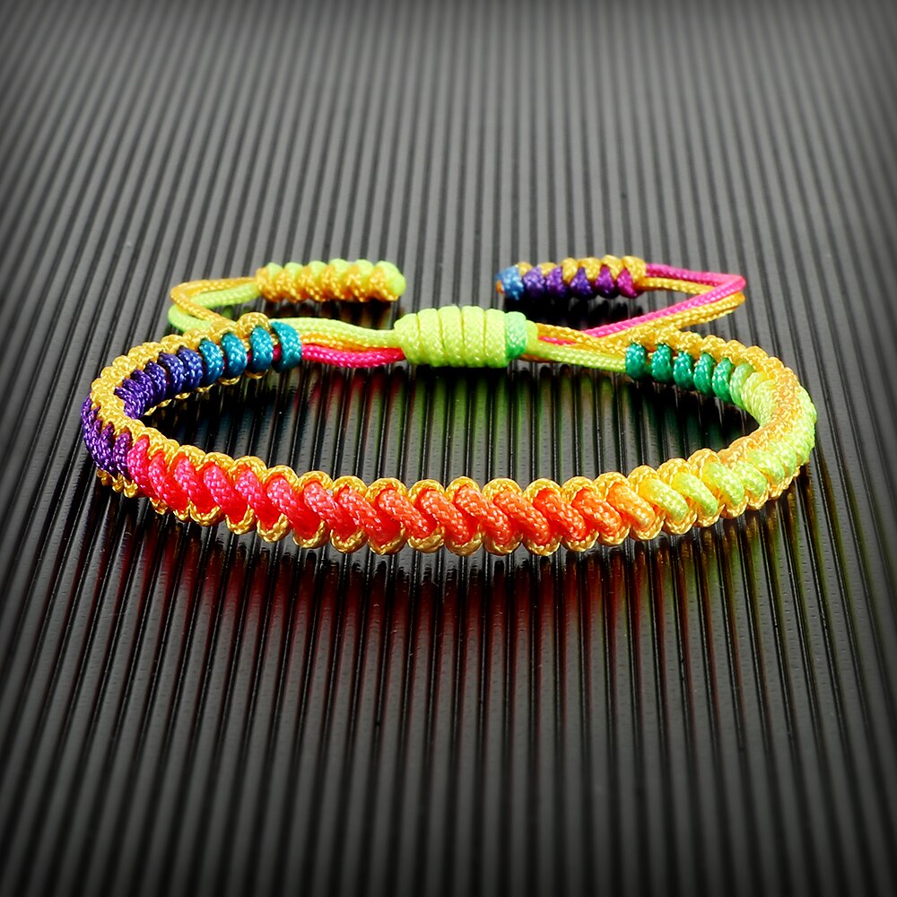 16 Colors Rainbow Rope Braided Tibetan Bracelet Colorful Handmade Knots Thread Adjustable Bangle Women Men Unisex Buddha Jewelry