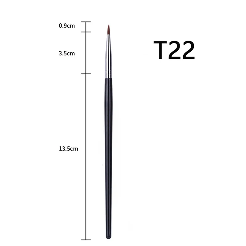 T22 Feiner Eyeliner-machen-hoch-Pinsel, flüssiger Gel-Eyeliner-Pinsel, präziser dünner langer Eyeliner-Pinsel, professionelles Eyeliner-machen-hoch-Werkzeug: Schwarz
