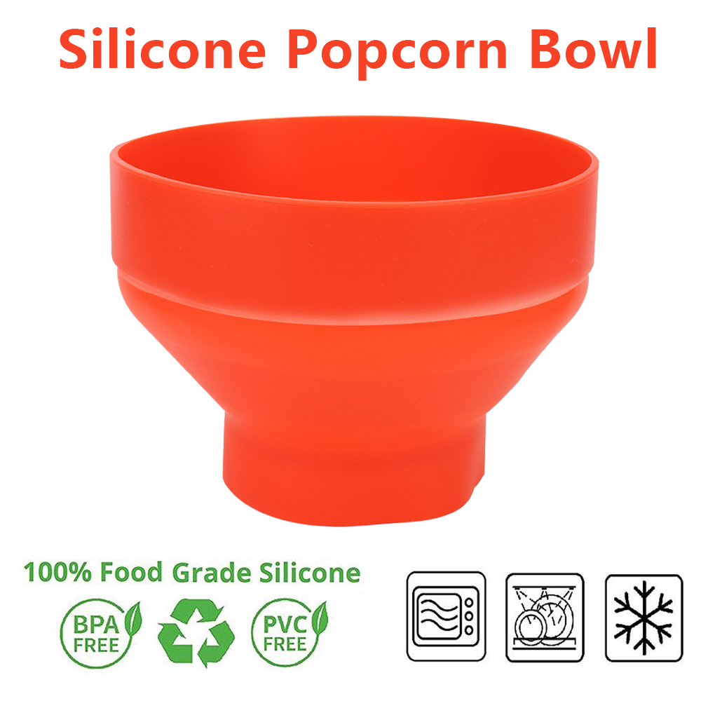 Mikrowelle Popcorn Schüssel Eimer Silikon DIY Rot Popcorn Maker mit Deckel Chips Obstschale Küche Einfache Werkzeuge