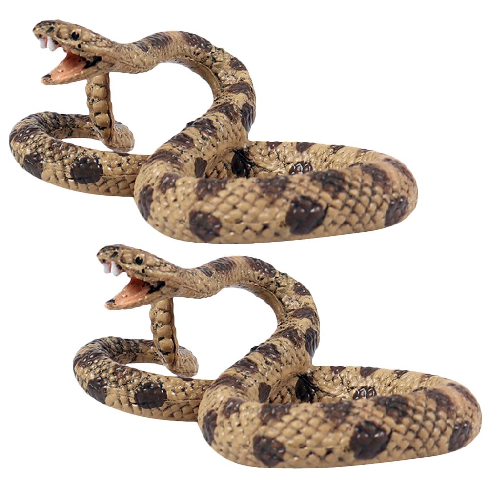 2Pcs Simulatie Snake Speelgoed Plastic Statische Slang Model Speelgoed Levendige Wildlife Diermodel Speelgoed Diverse Kleur (Ratelslang): Default Title