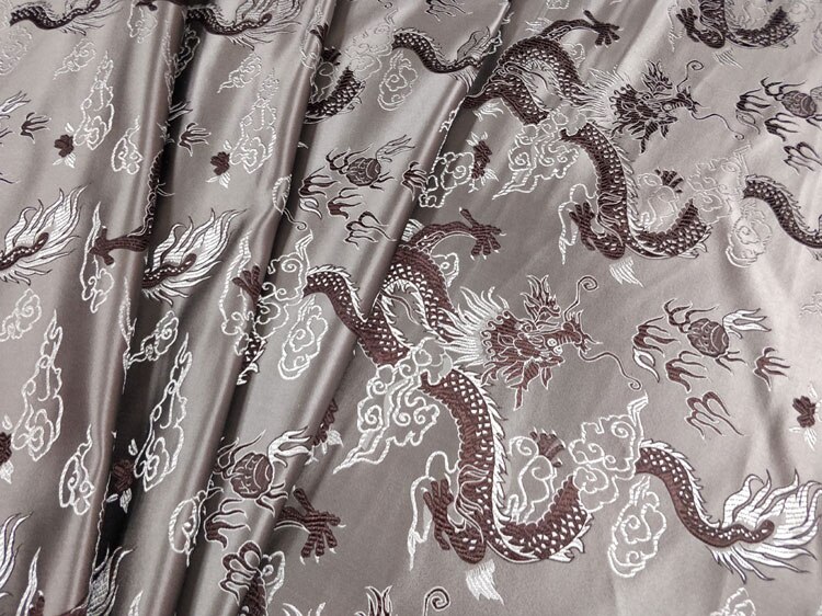 Neue Chinesische Seide Brokat Cheongsam SchöNe Cos Seetang Anzug Tuch Hochzeit Kostüm Stoff Kissen Abdeckung Eleganz Grau Riesige Drachen