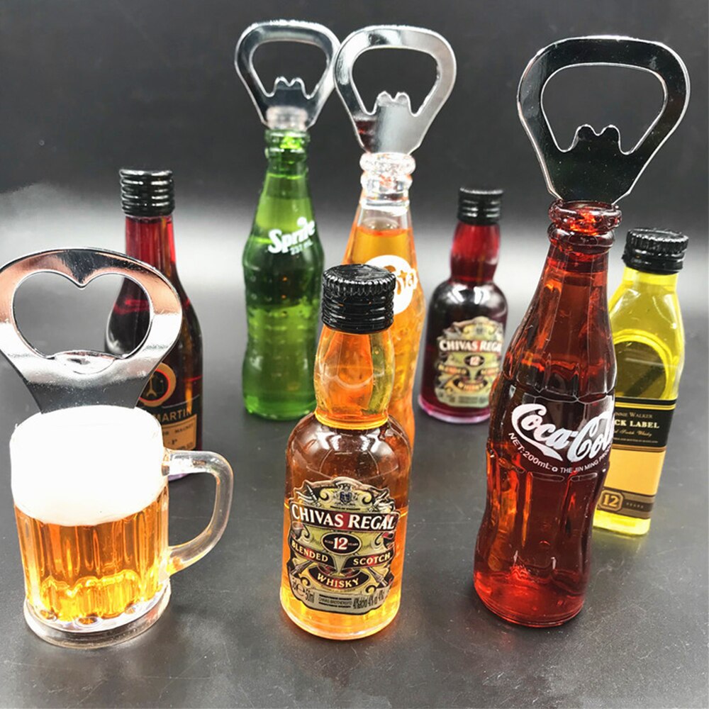 3D Koelkast Magneet Simulatie Bier Coke Whiskey Opener Mini Wijn Fles Soda Kurkentrekker Vloeistof Kan Flow Keuken Decor
